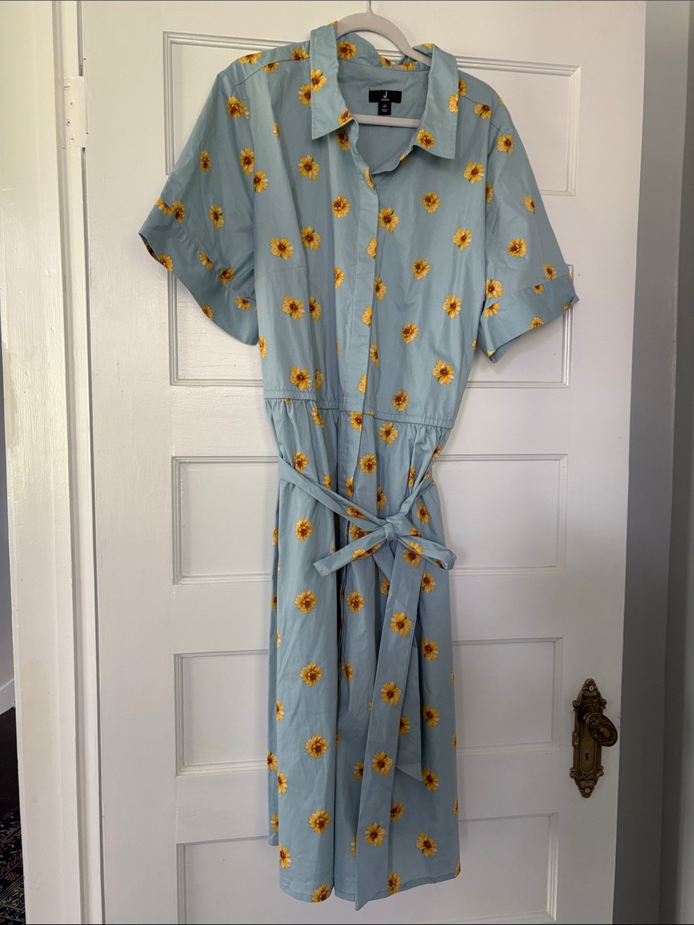 Jason Wu Light Blue Sunflower-Print Midi Shirtdress